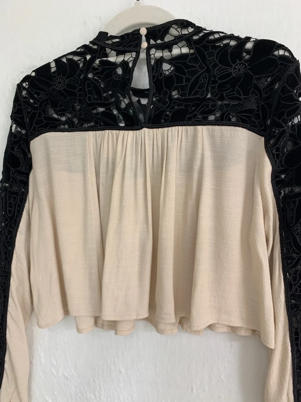 Free People Velvet Lace Cropped Swing Top Sz 4